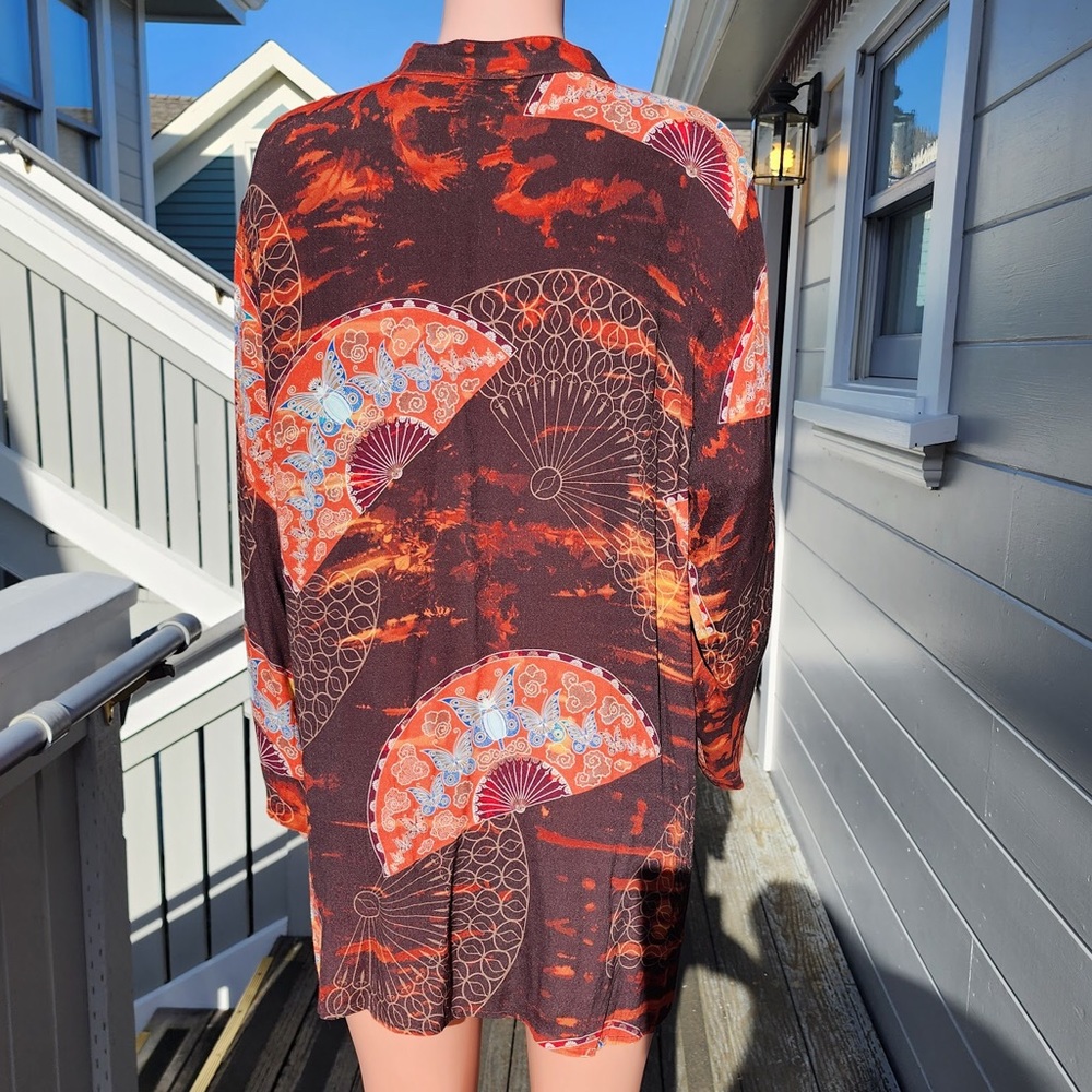 Super Cool Citron Santa Monica Silk Tunic Blouse L